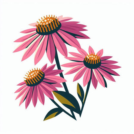 Echinacea flowers isolated on a white background. Vector illustration.のイラスト素材