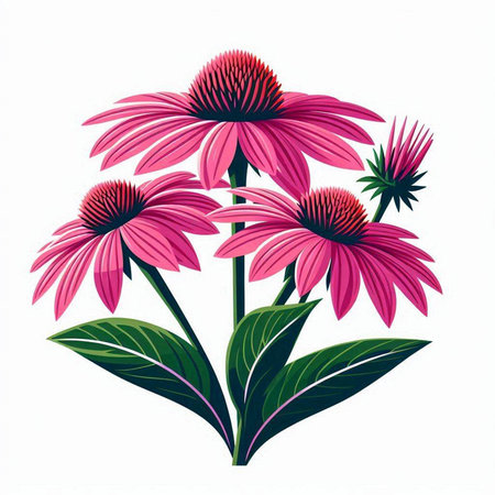 Echinacea flower isolated on a white background. Vector illustration.のイラスト素材