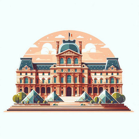Bucharest, Romania. Vector illustration of Bucharest City Hall.のイラスト素材