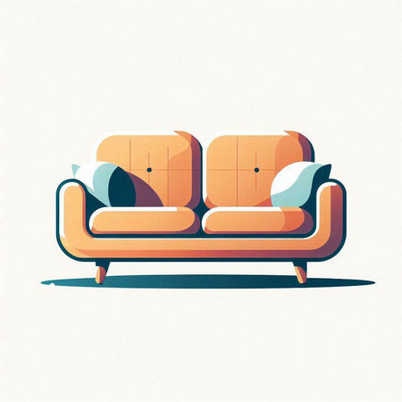 Sofa in retro style. Vector illustration for your design.のイラスト素材
