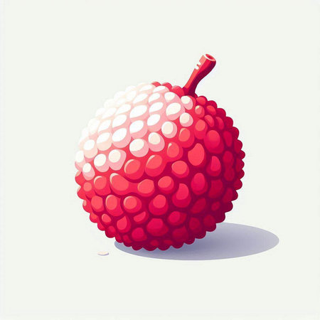 Lychee fruit on a white background. Vector illustration of an exotic fruit.のイラスト素材
