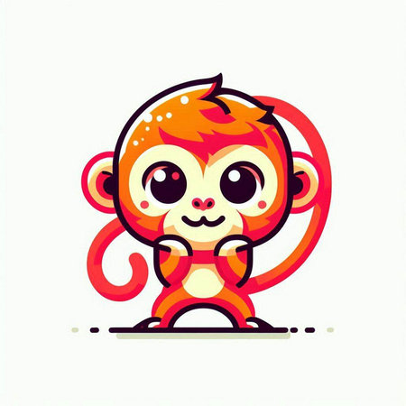 Cute cartoon monkey. Vector illustration. Isolated on white background.のイラスト素材