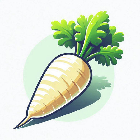 Illustration of a fresh turnip with leaves on a white backgroundのイラスト素材