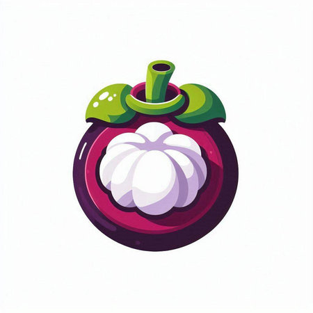 mangosteen fruit vector illustration isolated on white background. mangosteen iconのイラスト素材