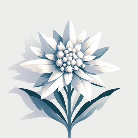 Illustration of a stylized flower on a white background with shadowのイラスト素材