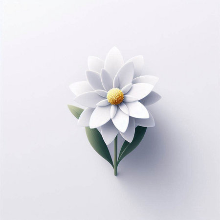 Paper art flower on white background. 3d rendering, 3d illustration.のイラスト素材