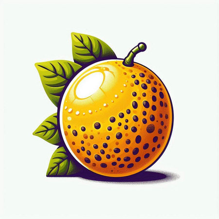 Orange fruit with leaves on a white background. Vector illustration. Eps 10.のイラスト素材