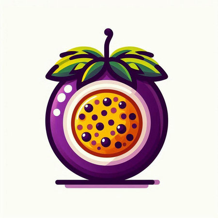 Passion fruit. Vector illustration in flat style. Isolated on white background.のイラスト素材