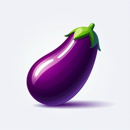 Illustration of a purple eggplant isolated on a white background.のイラスト素材
