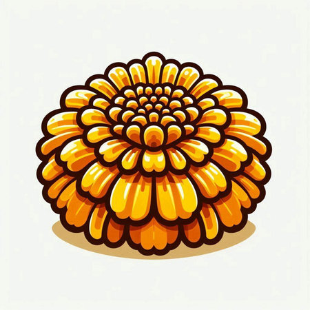 Illustration of an orange chrysanthemum on a white backgroundのイラスト素材