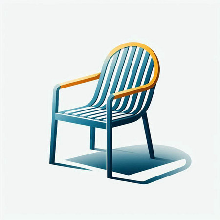 modern chair, 3d isometric icon, blue and yellow colorのイラスト素材