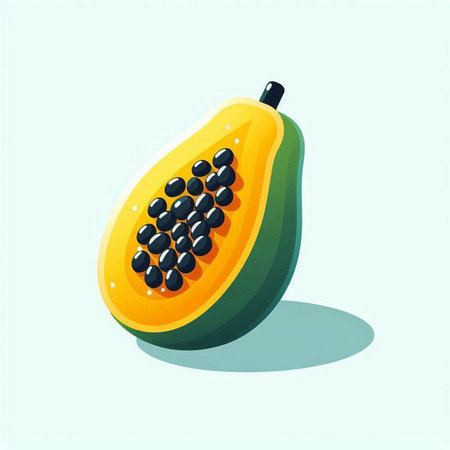 Papaya fruit vector illustration. Fresh papaya fruit icon.のイラスト素材