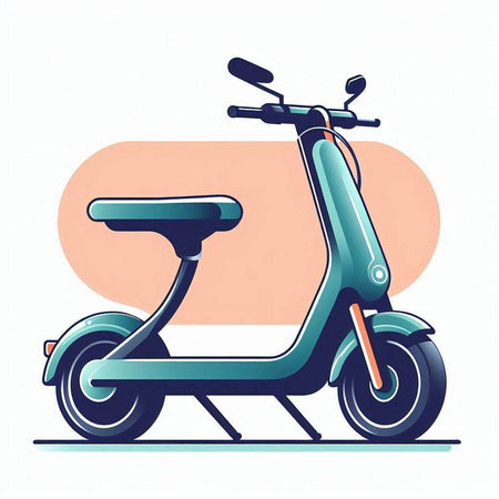 Vintage scooter on a white background. Vector illustration in retro style.のイラスト素材