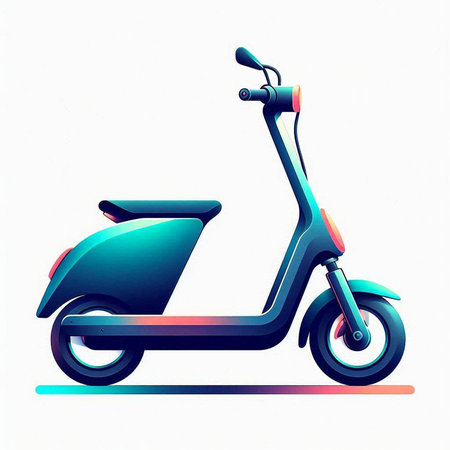 Retro scooter on a white background. 3d illustration.のイラスト素材