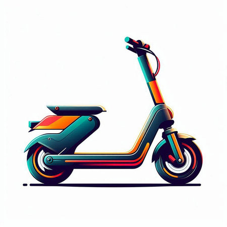 Vintage scooter isolated on a white background. Vector illustration.のイラスト素材