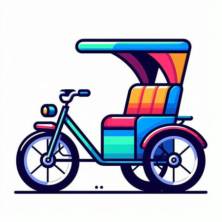 Tricycle vector icon. Cartoon illustration of tricycle vector icon for web designのイラスト素材