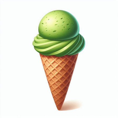 ice cream in waffle cone on a white background. vector illustrationのイラスト素材