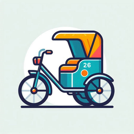 Tuk tuk icon. Vector illustration of a tricycle.のイラスト素材