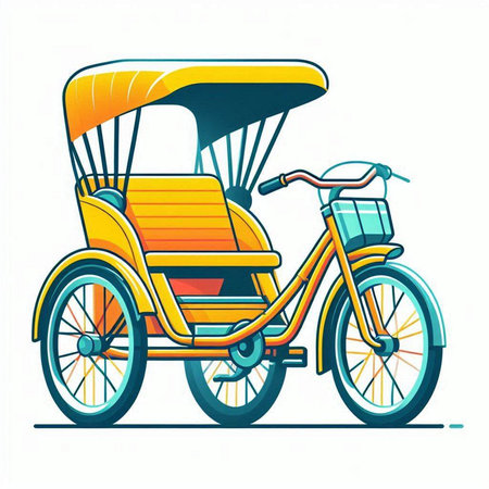 Rickshaw vector illustration isolated on white background. Side view.のイラスト素材