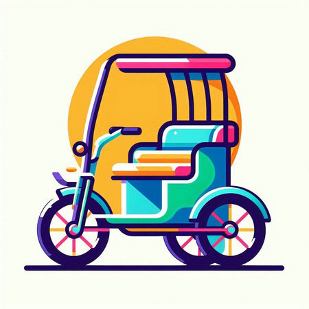 Tuk tuk or rickshaw vector illustration in flat styleのイラスト素材