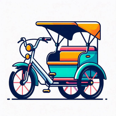 Rickshaw vector illustration. Can be used as a print on t-shirts and bags.のイラスト素材