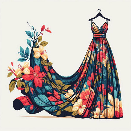 wedding dress with floral ornament. Vector illustration. EPS 10のイラスト素材