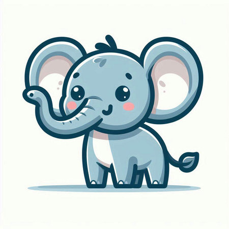 Cute cartoon elephant. Vector illustration of a cute animal character.のイラスト素材