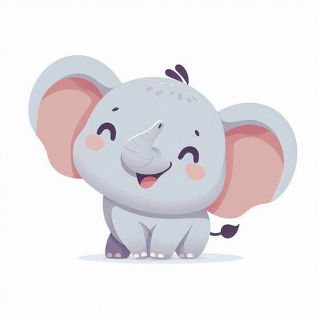 Cute cartoon elephant. Vector illustration isolated on a white background.のイラスト素材