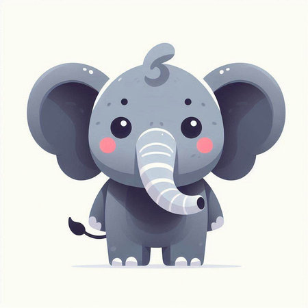 Cute cartoon elephant. Vector illustration isolated on a white background.のイラスト素材
