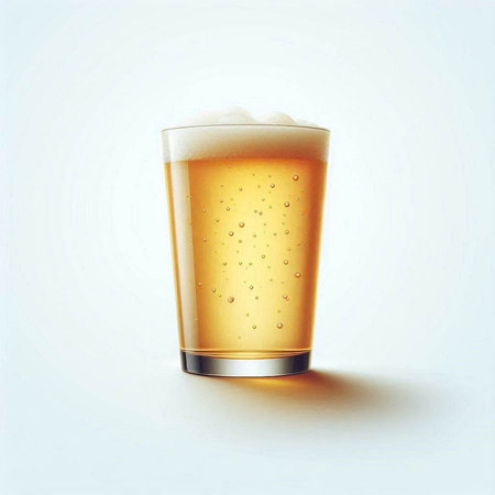 Illustration of a glass of beer with foam on a white backgroundのイラスト素材