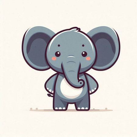 Cute cartoon elephant. Vector illustration of a cute animal on a white background.のイラスト素材