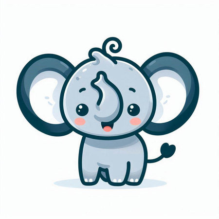 Cute cartoon elephant. Vector illustration. Isolated on white background.のイラスト素材