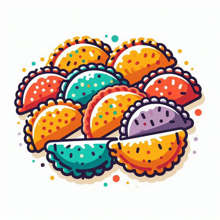 Colorful hand drawn doodle of dumplings. Vector illustration.のイラスト素材