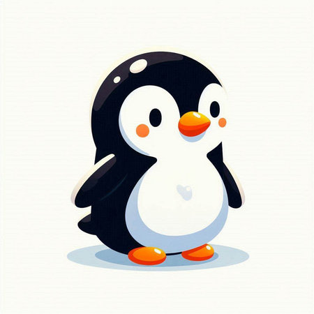 Cute cartoon penguin on a white background. Vector illustration.のイラスト素材