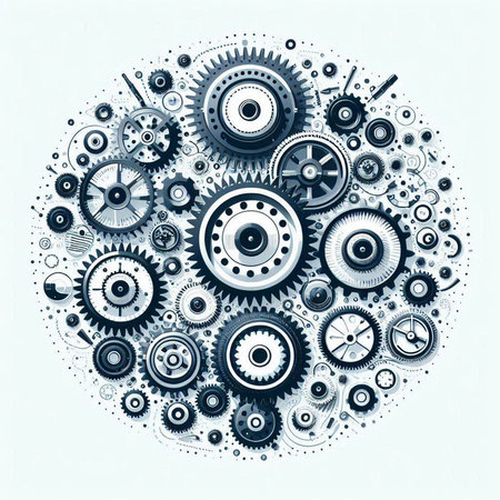 Gears and wheels on a white background. 3d rendering.のイラスト素材