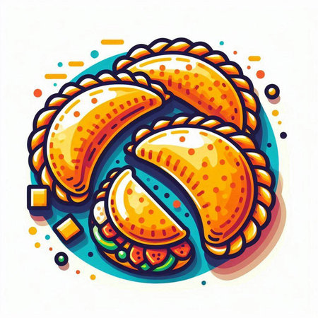 Vector illustration of traditional turkish dumplings on white background.のイラスト素材