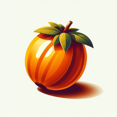 Illustration of a fresh orange pumpkin on a white background with shadowのイラスト素材