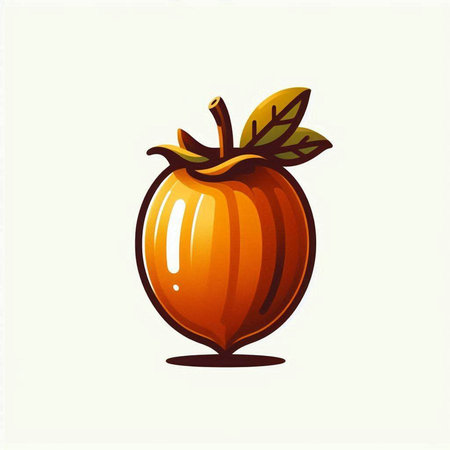 Vector illustration of a whole ripe persimmon on a white backgroundのイラスト素材
