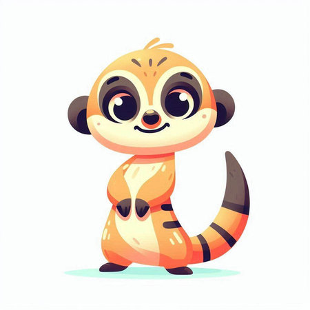Cute baby kawaii meerkat cartoon vector illustration.のイラスト素材