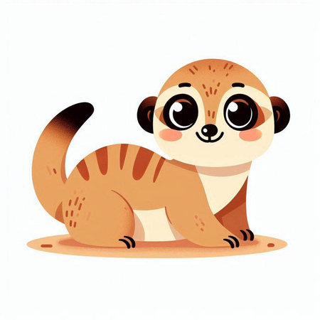 Cute meerkat cartoon vector illustration. Cute animal character.のイラスト素材