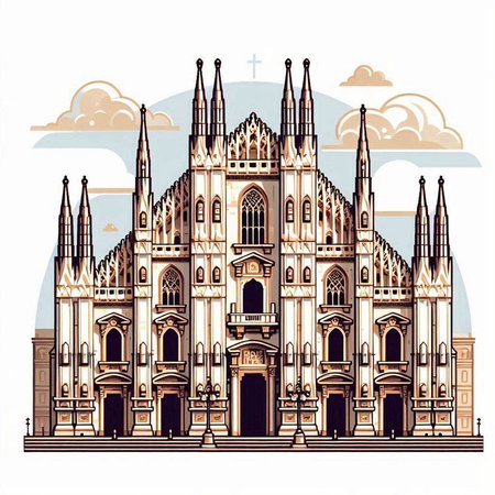Cathedral of the Assumption of the Blessed Virgin Mary in Milan, Italyのイラスト素材