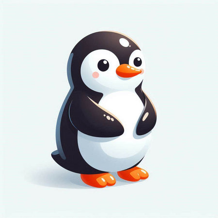 Cute cartoon penguin on a white background. Vector illustration.のイラスト素材
