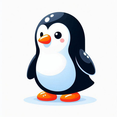 Cute cartoon penguin isolated on white background. Vector illustration.のイラスト素材