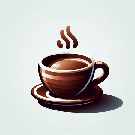 Coffee cup with steam on white background. Vector illustration.のイラスト素材