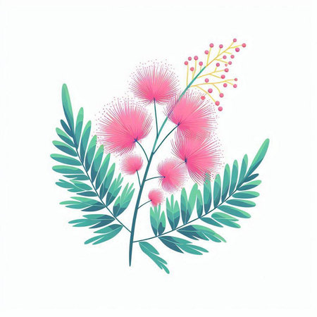 beautiful flowers with branches and leafs isolated icon vector illustration designのイラスト素材