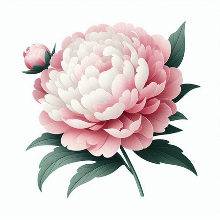 Peony flower isolated on white background. Hand drawn vector illustration.のイラスト素材