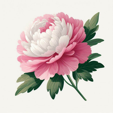 Peony flower in vintage style. Hand drawn vector illustration isolated on white background.のイラスト素材