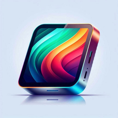 Smartphone with colorful abstract background. Vector illustration. Eps 10.のイラスト素材