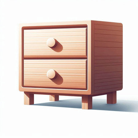 Wooden chest of drawers on a white background. 3d renderingのイラスト素材