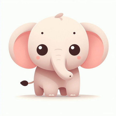 Cute cartoon elephant isolated on a white background. Vector illustration.のイラスト素材
